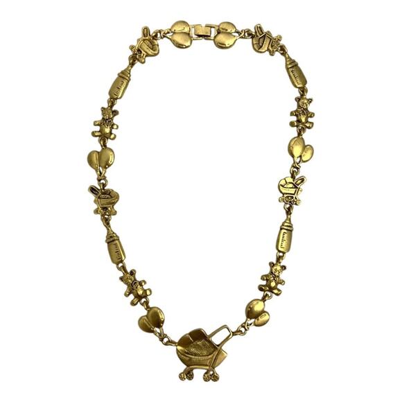 Bergdorf Goodman Vintage 1995 Gold Tone New Baby Necklace Signed - Picture 2 of 6